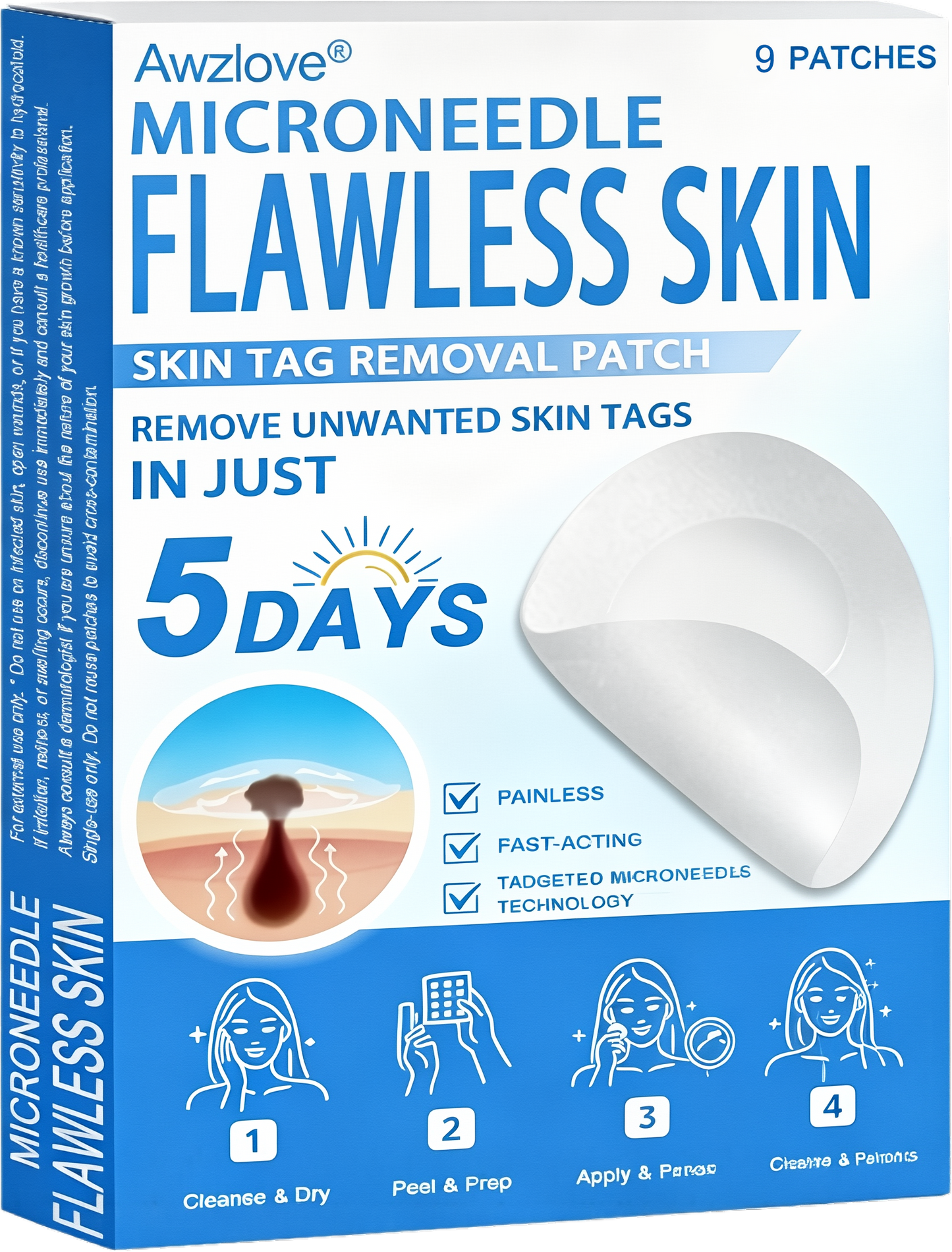 📌 Awzlove® 2-in-1 Microneedle & Hydrocolloid Patch | Raised Moles,Acne, Flat Warts & Skin Tags Remover | Improves Wrinkles, Scars & Blemishes | Invisible Star Pimple Patches for Face & Body |🎀