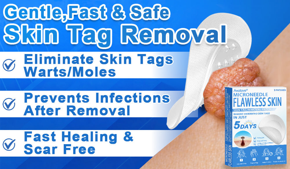 📌 Awzlove® 2-in-1 Microneedle & Hydrocolloid Patch | Raised Moles,Acne,  Flat Warts & Skin Tags Remover | Improves Wrinkles, Scars & Blemishes | Invisible Star Pimple Patches for Face & Body |🎀