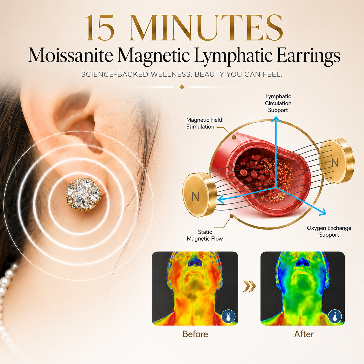 💖❤️Magnetic Moissanite Lymphatic Earrings LAST‑DAY SPECIAL: 18% OFF💖❤️