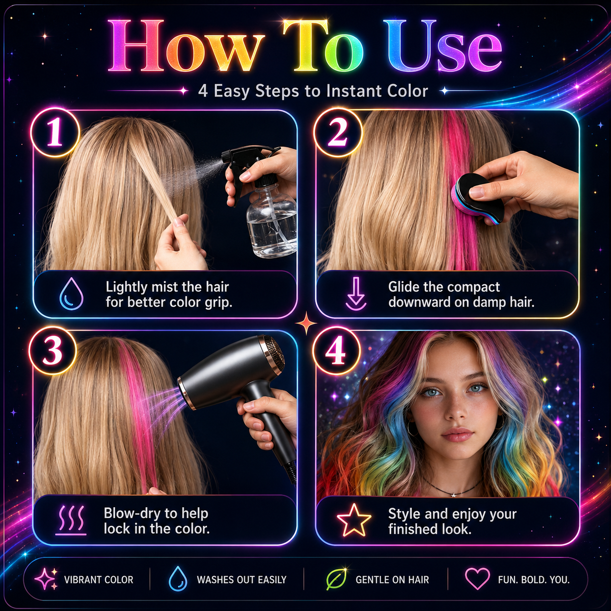 Disposable Hair Color Powders with 8 Colors