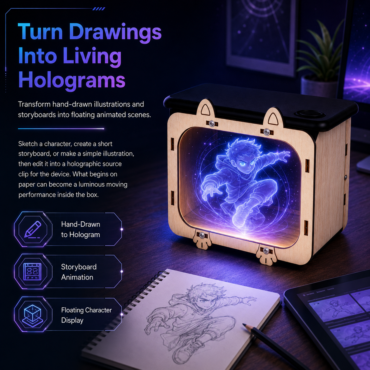 OFFICIAL BRAND|Healrize® 3D Holographic Cinema TV Projector|Immersive Floating 3D Visuals, Bring Theater-Style Spectacle Home