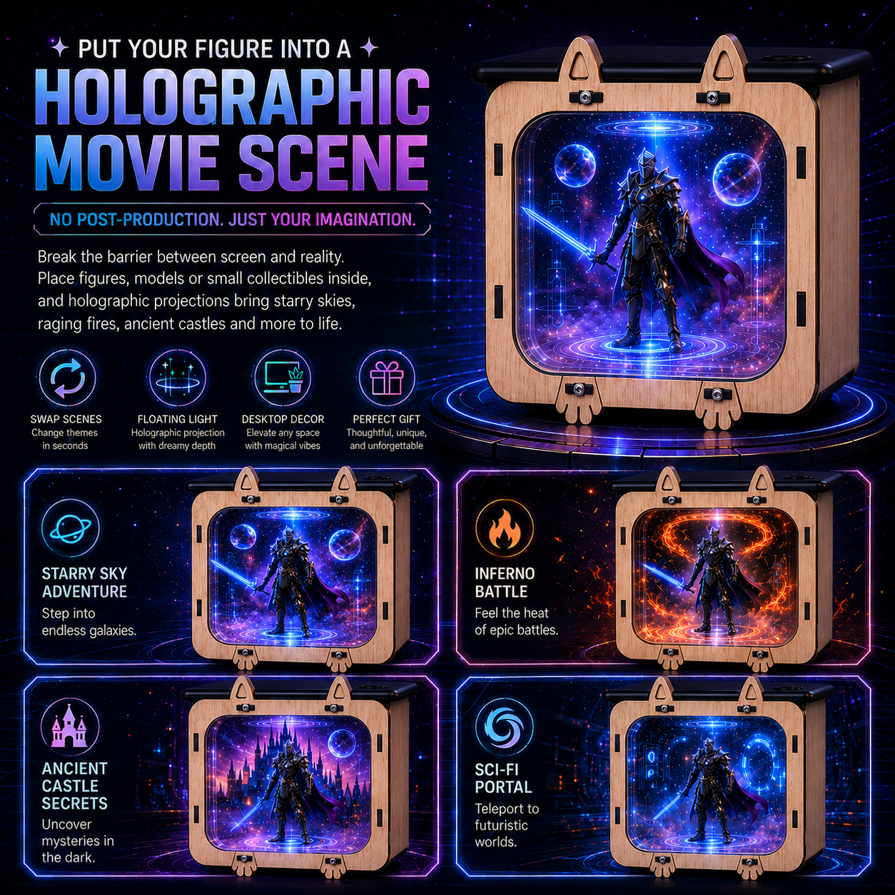 OFFICIAL BRAND|Healrize® 3D Holographic Cinema TV Projector|Immersive Floating 3D Visuals, Bring Theater-Style Spectacle Home