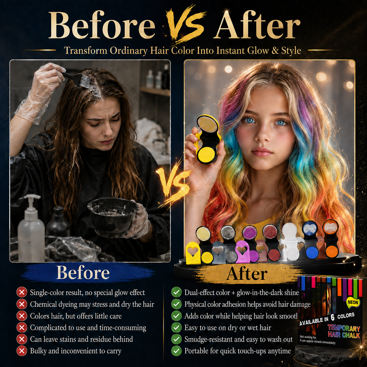 Disposable Hair Color Powders with 8 Colors
